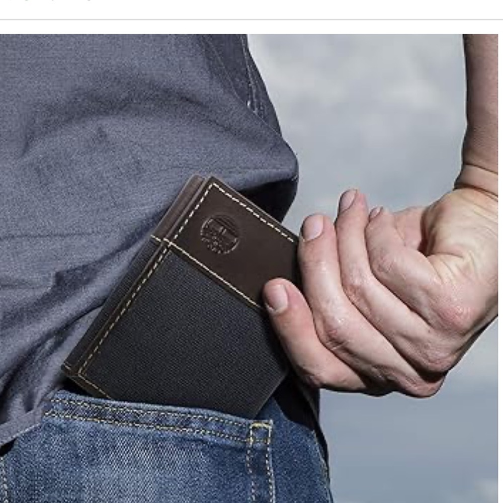 Timberland Men's Baseline Canvas and Genuine Leather Trifold Wallet NWT - Picture 5 of 8